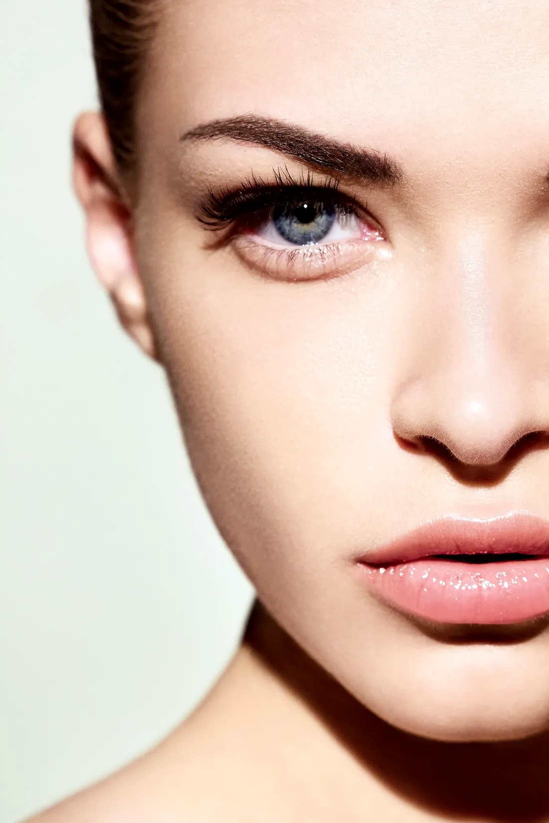 Close portrait of smooth, glowing skin